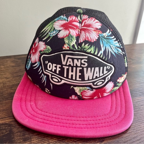 Vans| Y2K Off the Wall Snap Back Wide Brim Tropical Floral Black Sk8tr Hat O/S - Picture 1 of 4